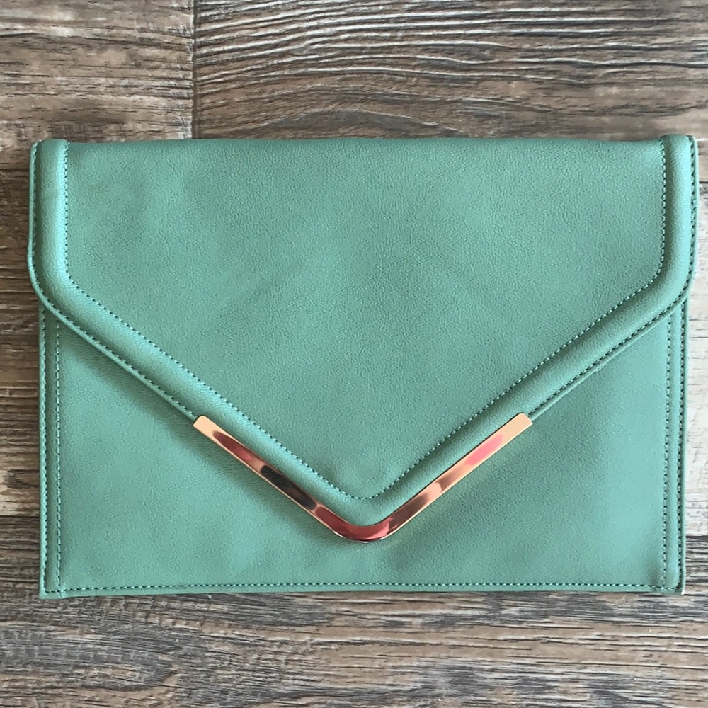 Seafoam green envelope clutch